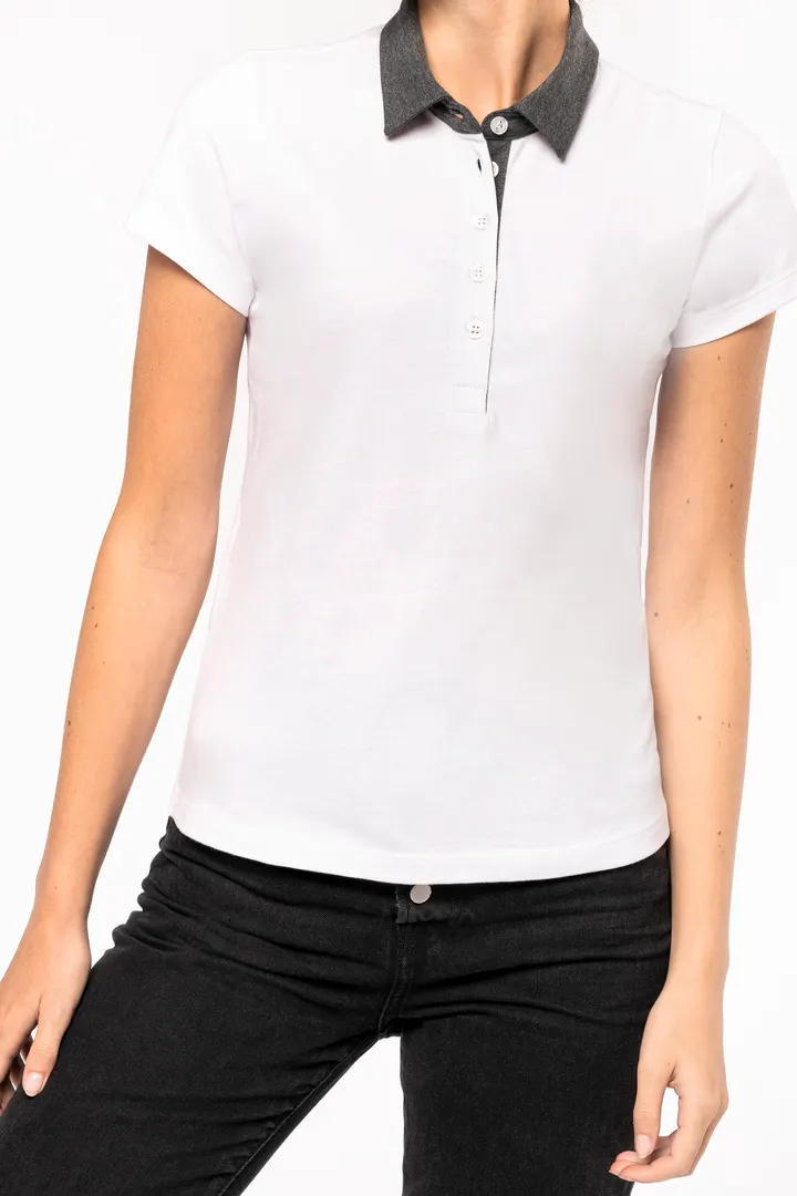 Zweifarbiges Jersey-Polohemd für Damen 7