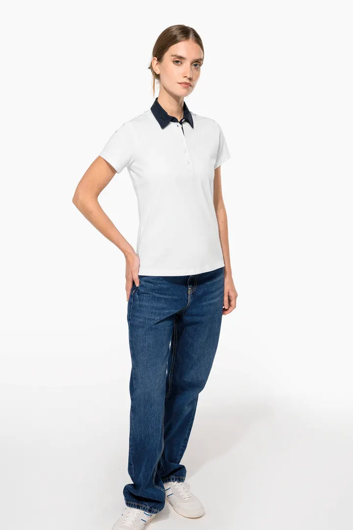 Zweifarbiges Jersey-Polohemd für Damen 2
