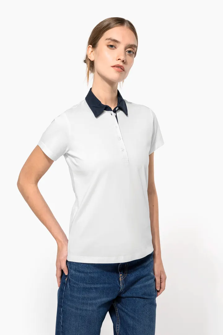 Zweifarbiges Jersey-Polohemd für Damen 3