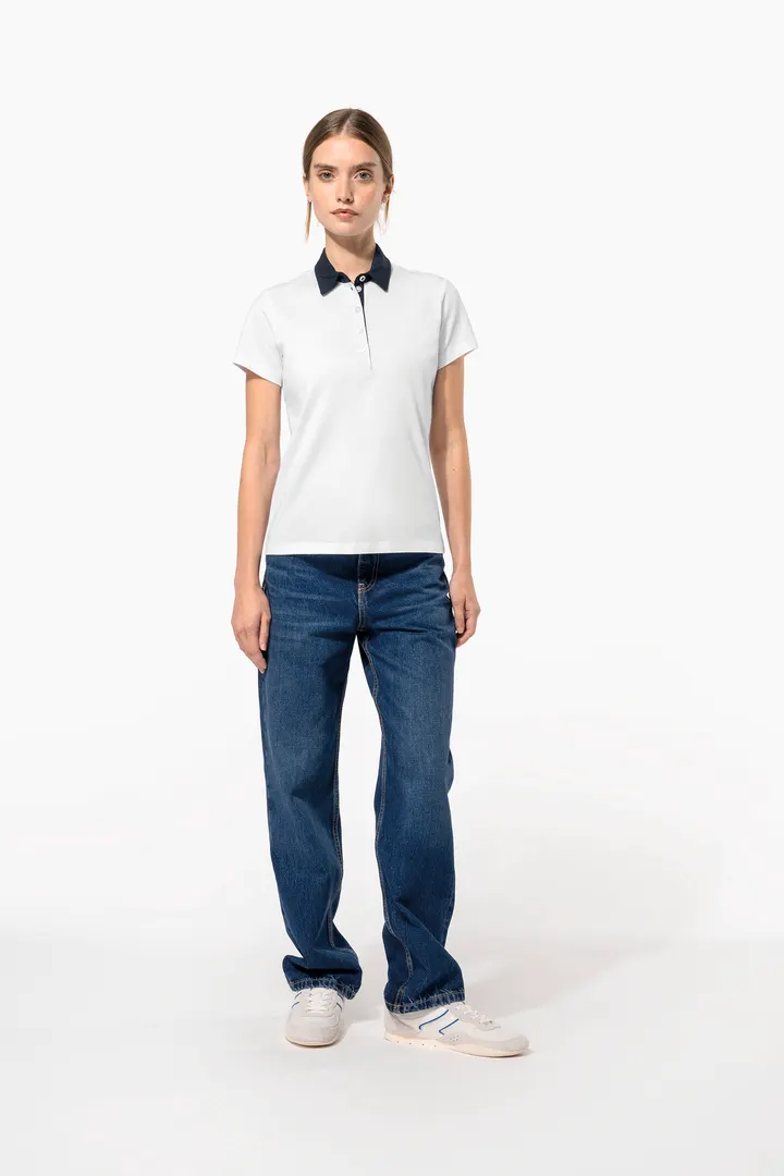 Zweifarbiges Jersey-Polohemd für Damen 1