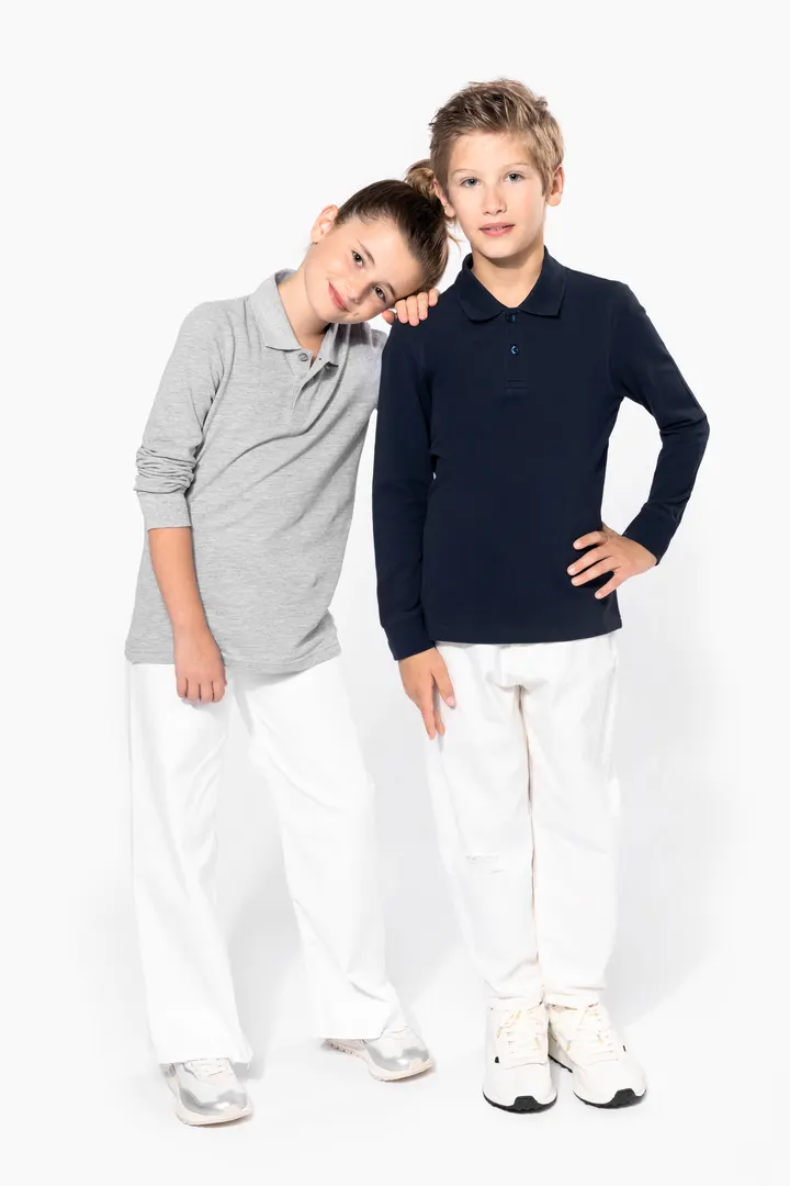 Polohemd mit langen Ärmeln für Kinder. 17