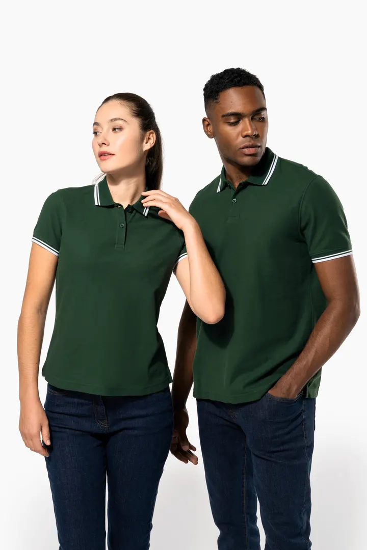 Damen Poloshirt mit kurzen Ärmeln und kontrastfarbenen Paspeln 18