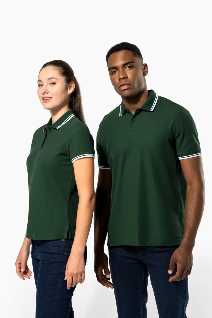Damen Poloshirt mit kurzen Ärmeln und kontrastfarbenen Paspeln 19