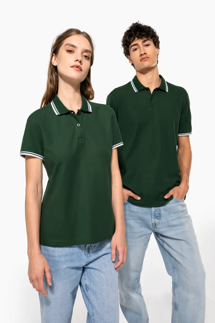 Damen Poloshirt mit kurzen Ärmeln und kontrastfarbenen Paspeln 20