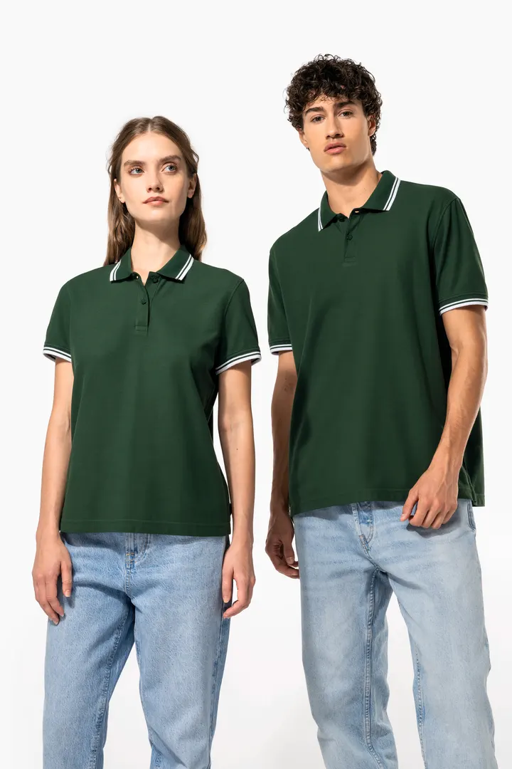 Damen Poloshirt mit kurzen Ärmeln und kontrastfarbenen Paspeln 21