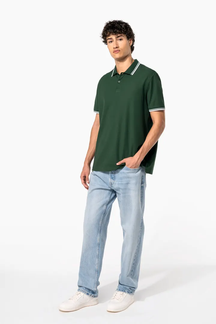 Herren Poloshirt mit kurzen Ärmeln und kontrastfarbenen Paspeln 20