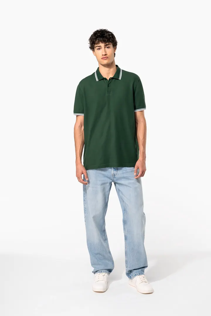 Herren Poloshirt mit kurzen Ärmeln und kontrastfarbenen Paspeln 21