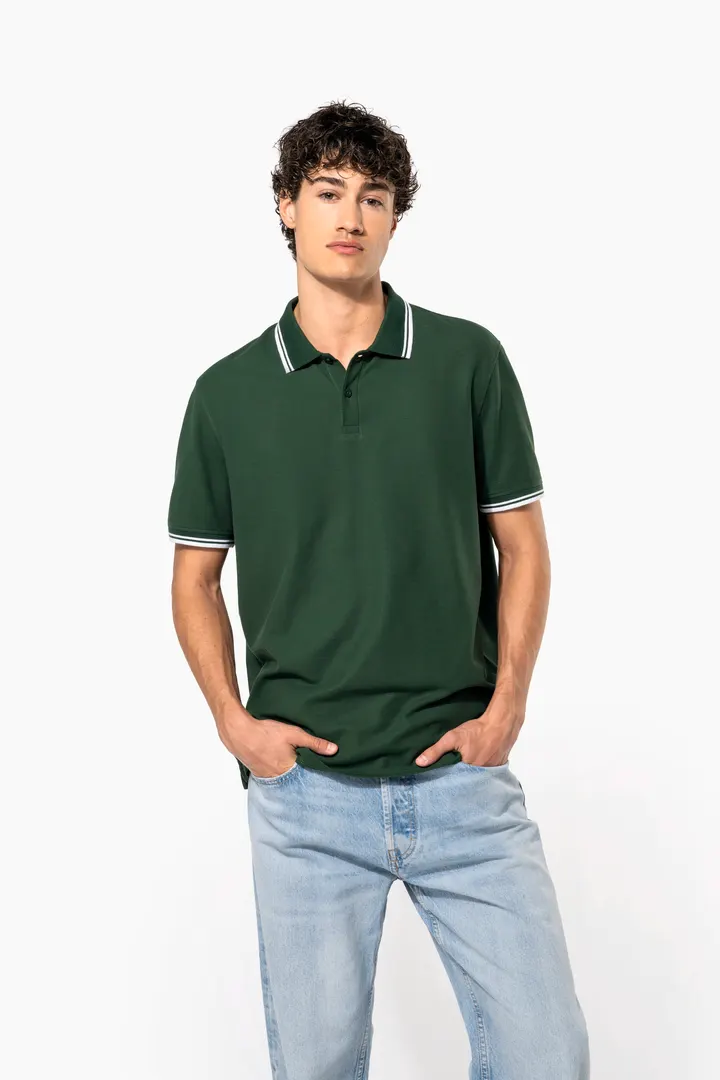 Herren Poloshirt mit kurzen Ärmeln und kontrastfarbenen Paspeln 22