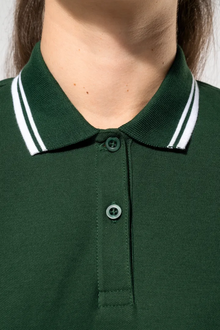 Damen Poloshirt mit kurzen Ärmeln und kontrastfarbenen Paspeln 4