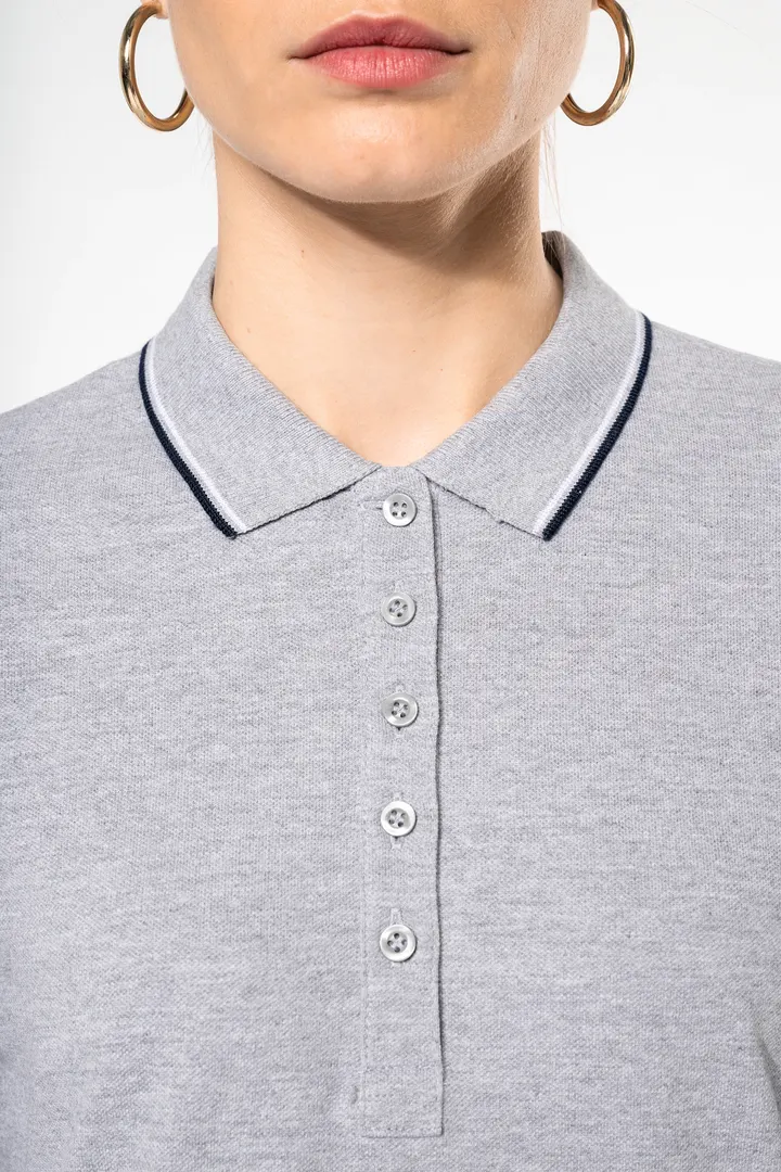 Polo maille piquée manches longues femme 5