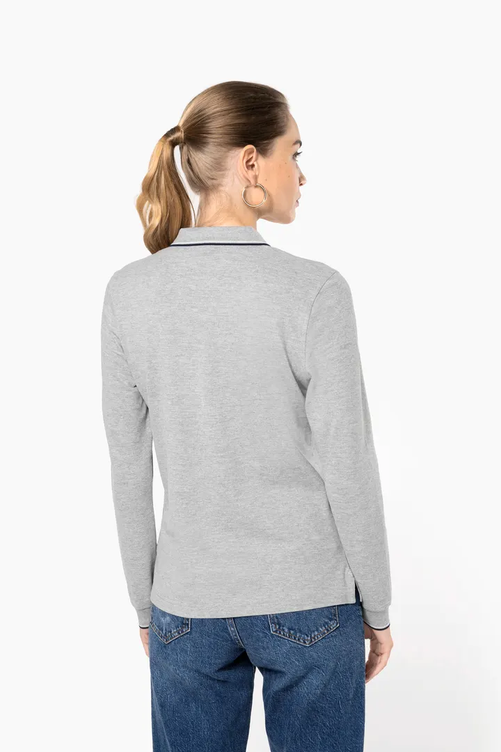 Polo maille piquée manches longues femme 6