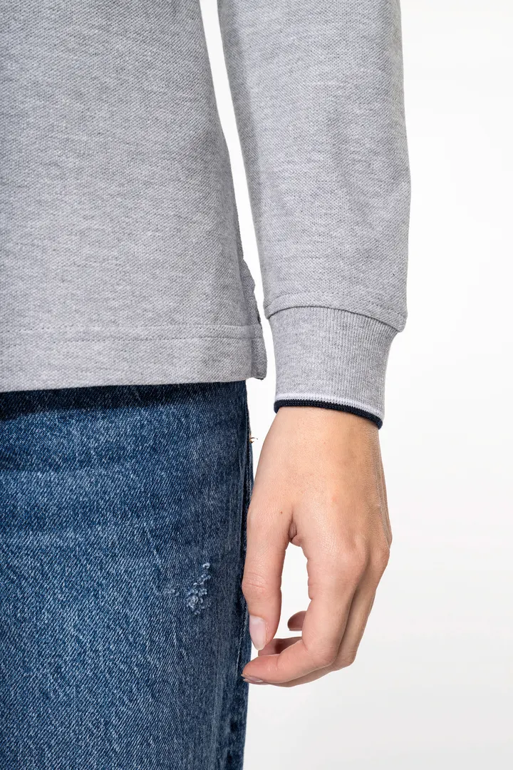 Polo maille piquée manches longues femme 10