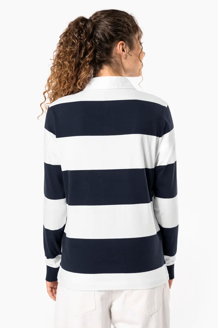 Gestreiftes Polohemd mit langen Ärmeln, Unisex 25