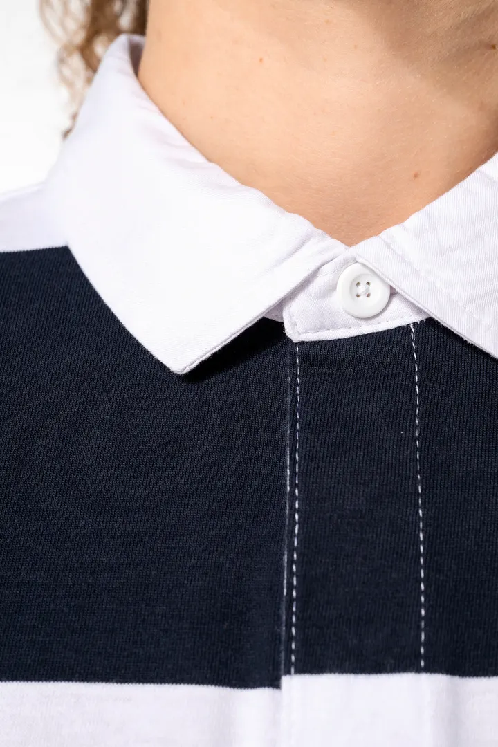 Gestreiftes Polohemd mit langen Ärmeln, Unisex 27