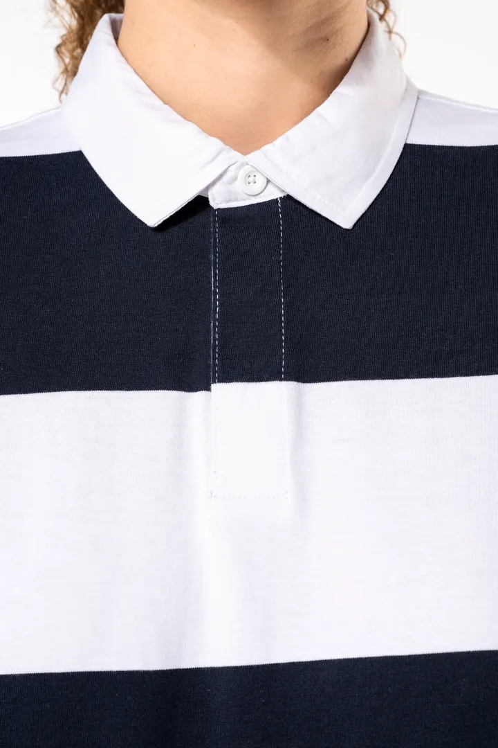 Gestreiftes Polohemd mit langen Ärmeln, Unisex 29