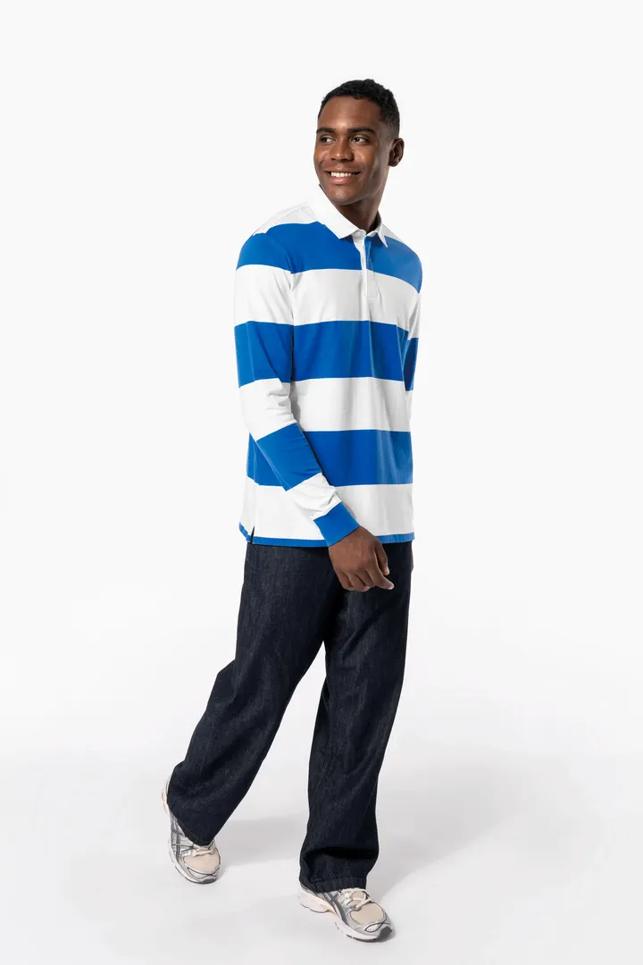 Gestreiftes Polohemd mit langen Ärmeln, Unisex 30