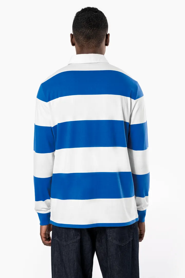 Gestreiftes Polohemd mit langen Ärmeln, Unisex 6