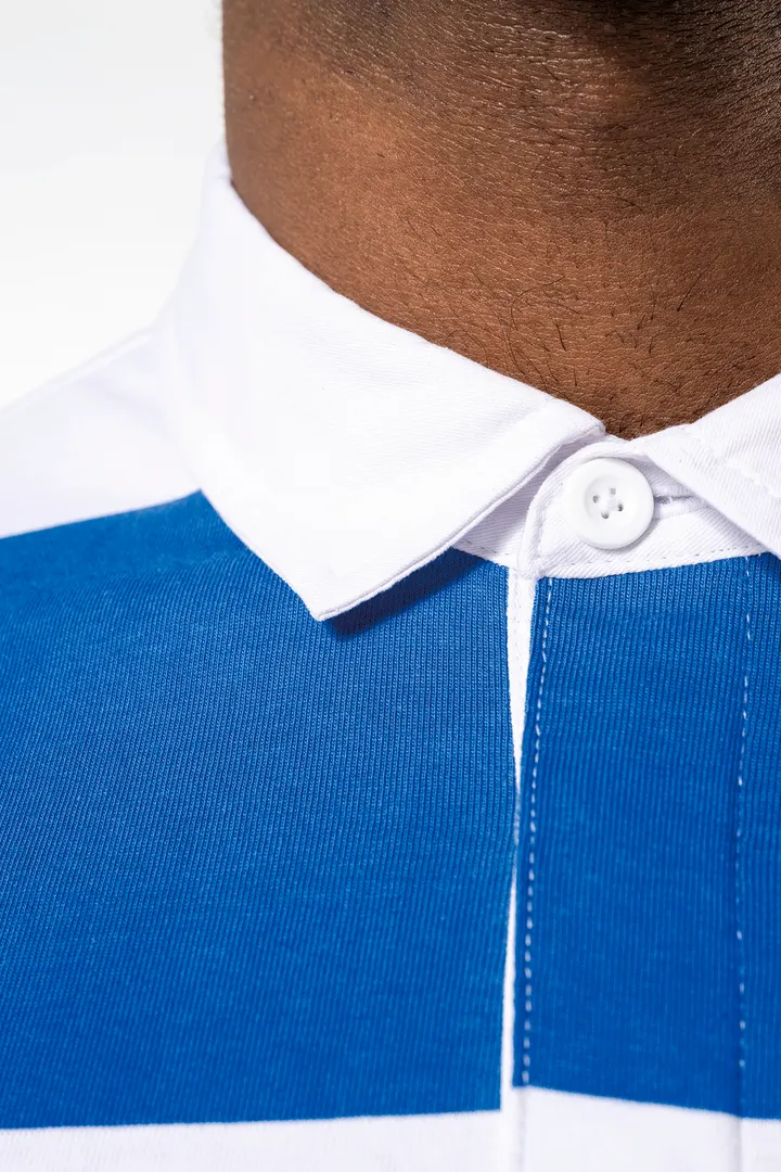 Gestreiftes Polohemd mit langen Ärmeln, Unisex 8
