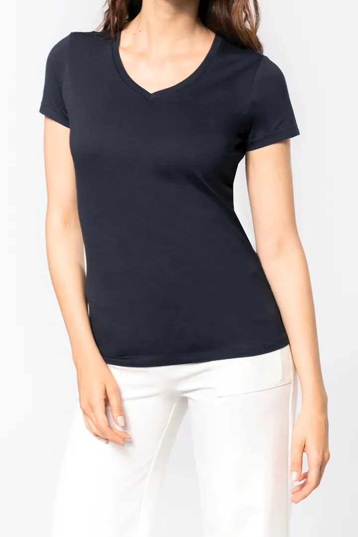 Damen-T-Shirt Supima® mit V-Ausschnitt und kurzen Ärmeln