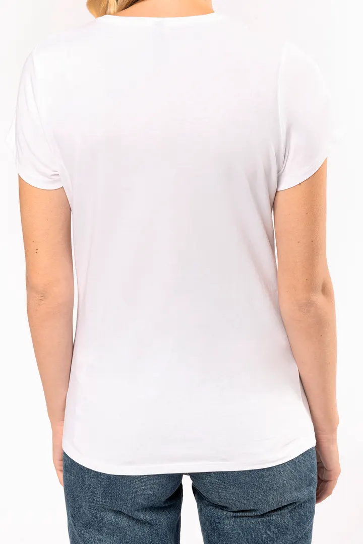 Kurzarm-Damen-T-Shirt mit V-Ausschnitt 4