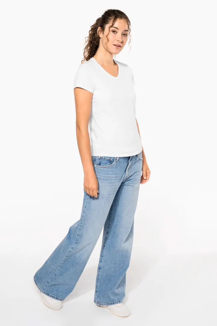 Kurzarm-Damen-T-Shirt mit V-Ausschnitt 3