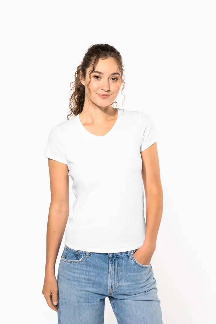 Kurzarm-Damen-T-Shirt mit V-Ausschnitt 5
