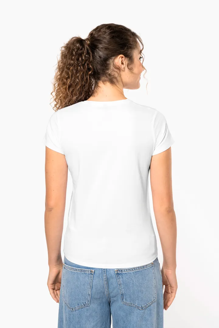 Kurzarm-Damen-T-Shirt mit V-Ausschnitt 7