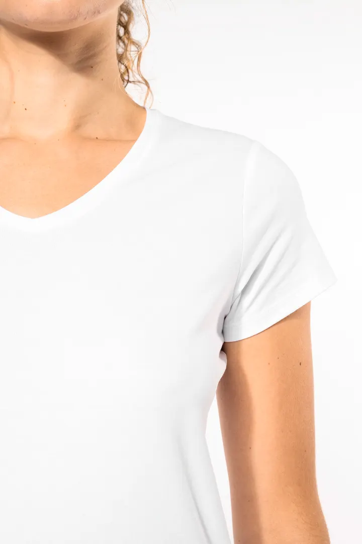 Kurzarm-Damen-T-Shirt mit V-Ausschnitt 8