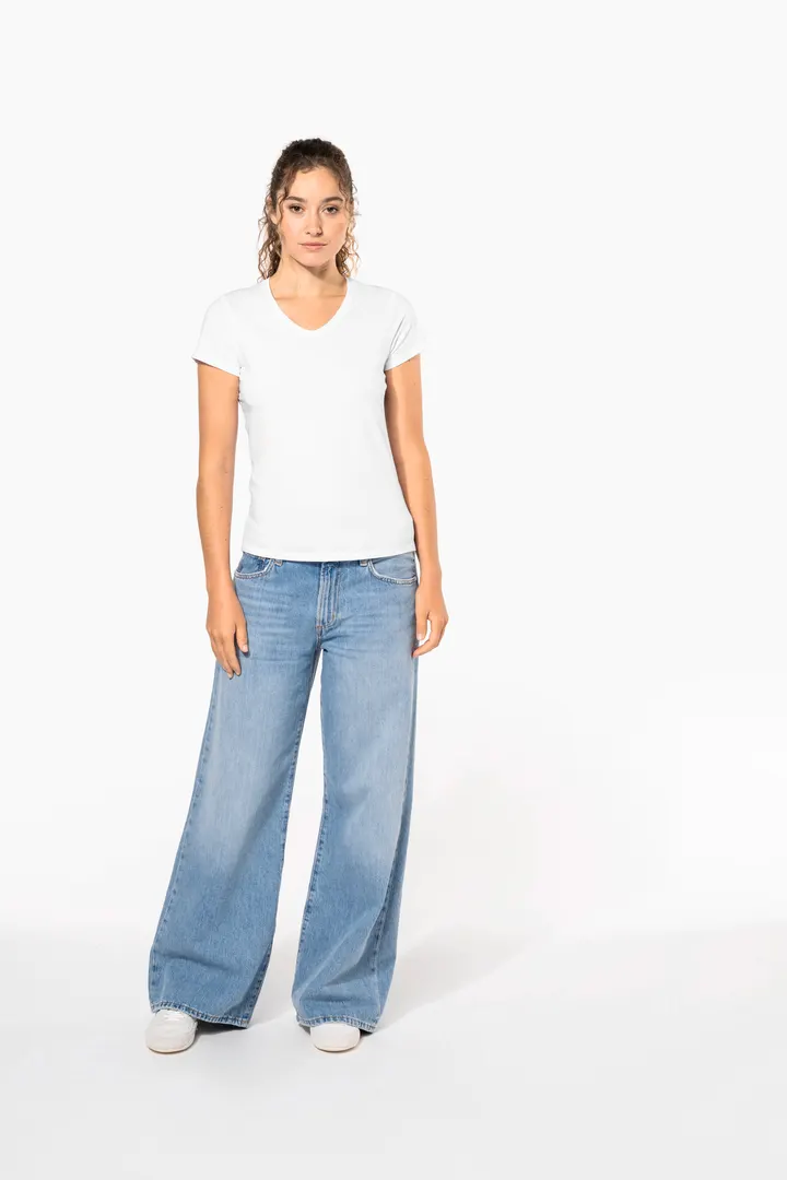 T-shirt col V manches courtes femme