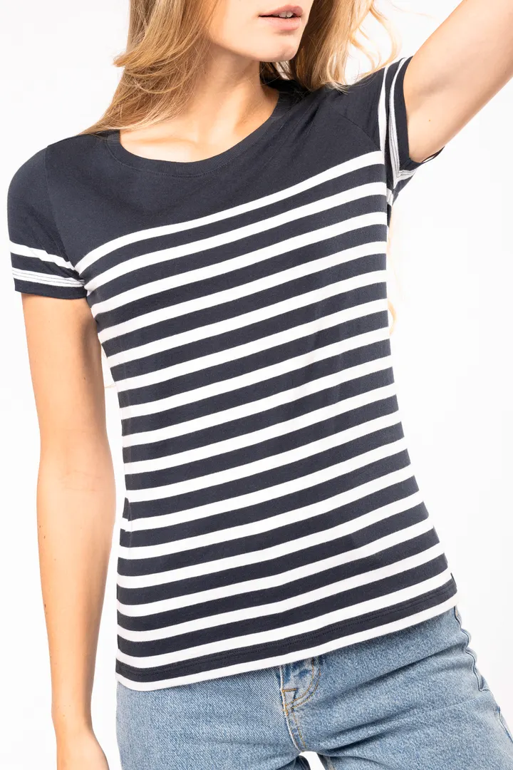 T-Shirt im Marine-Stil mit Rundhalsausschnitt Bio Damen 9