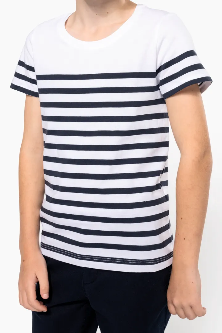 T-Shirt im Marine-Stil mit Rundhalsausschnitt Bio Kinder