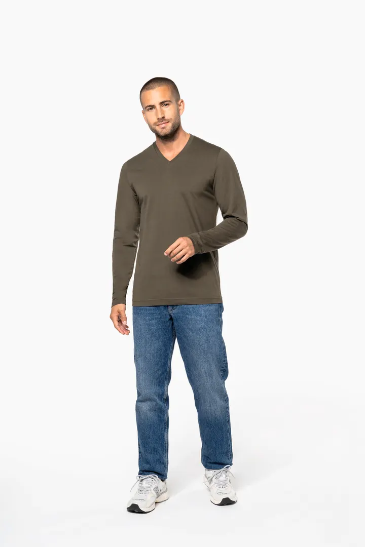 Herren Langarm-T-Shirt V-Ausschnitt 5
