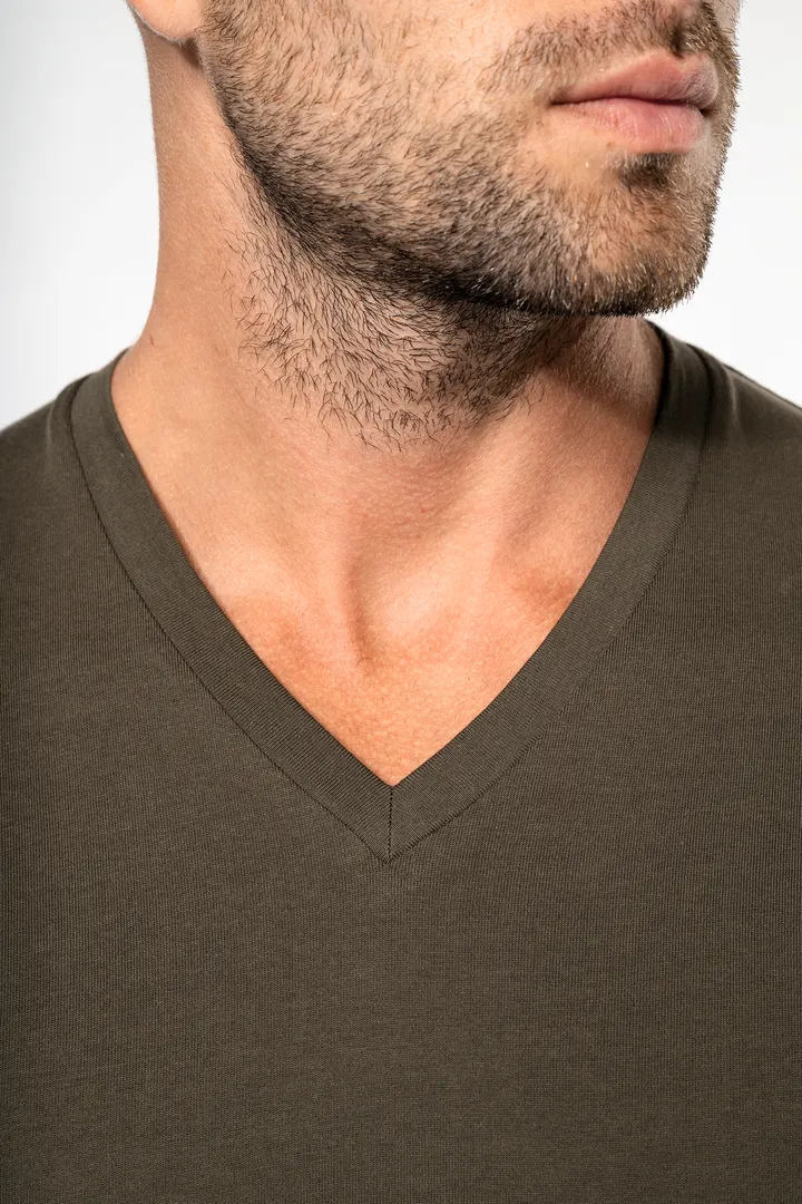 Herren Langarm-T-Shirt V-Ausschnitt 8