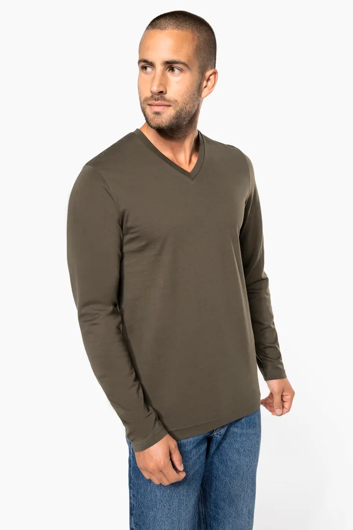 Herren Langarm-T-Shirt V-Ausschnitt 10