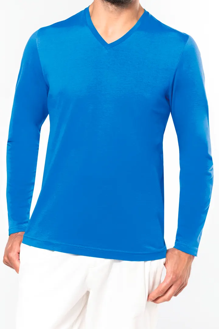 Herren Langarm-T-Shirt V-Ausschnitt 3