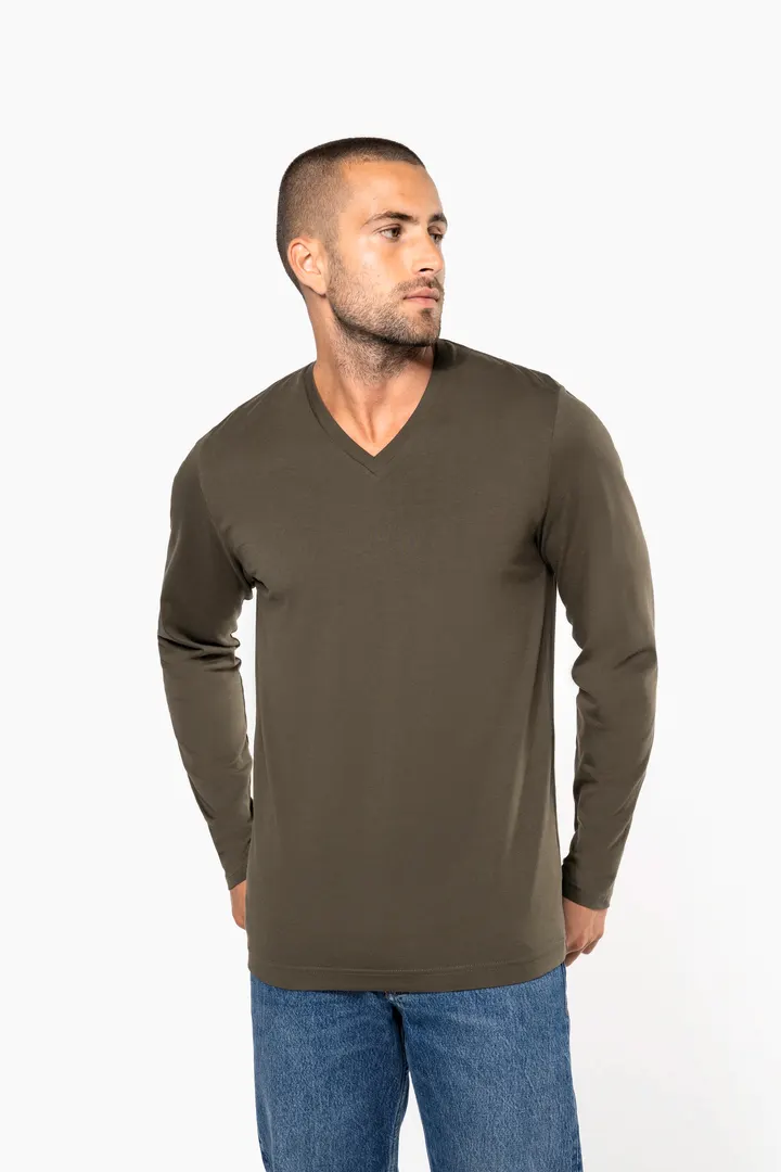 Herren Langarm-T-Shirt V-Ausschnitt 2
