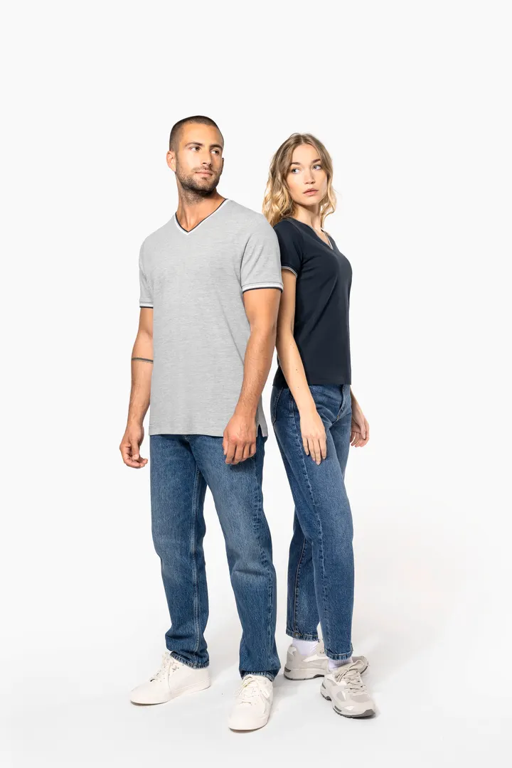 Damen T-Shirt aus Piqué-Trikot mit V-Ausschnitt 15