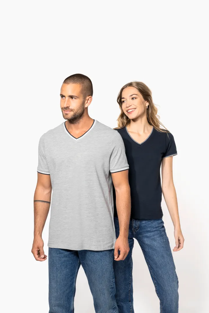 Damen T-Shirt aus Piqué-Trikot mit V-Ausschnitt 16