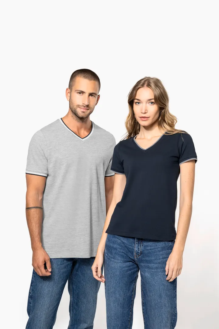 Damen T-Shirt aus Piqué-Trikot mit V-Ausschnitt 17