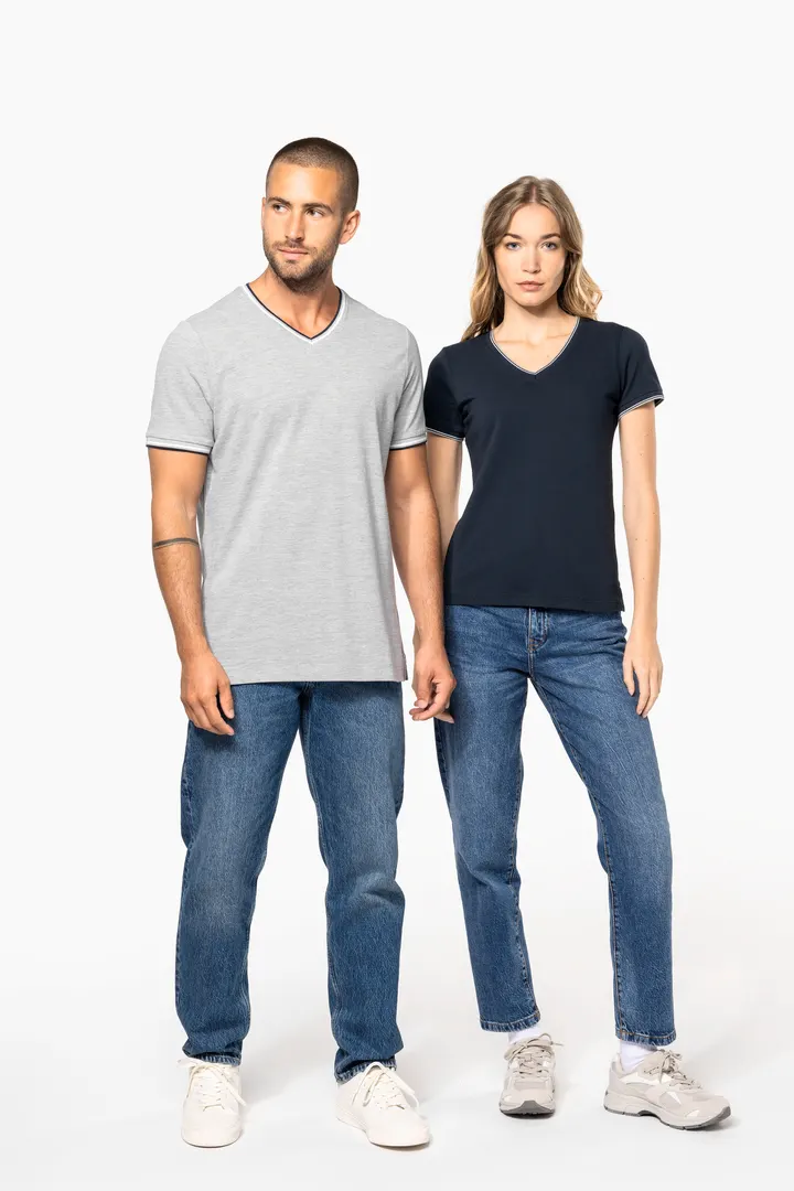 Damen T-Shirt aus Piqué-Trikot mit V-Ausschnitt 14