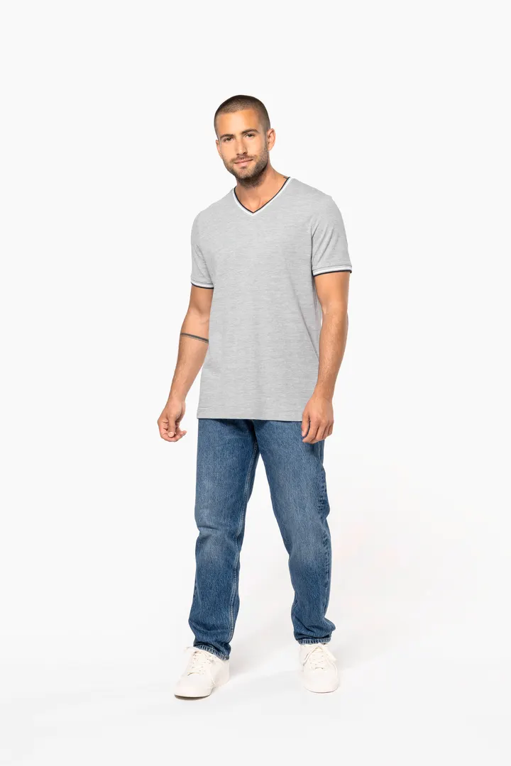 T-shirt maille piquée col V homme 7