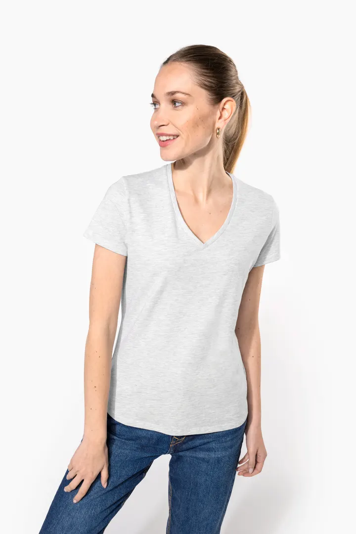 Damen-T-Shirt mit kurzen Ärmeln und V-Ausschnitt 2