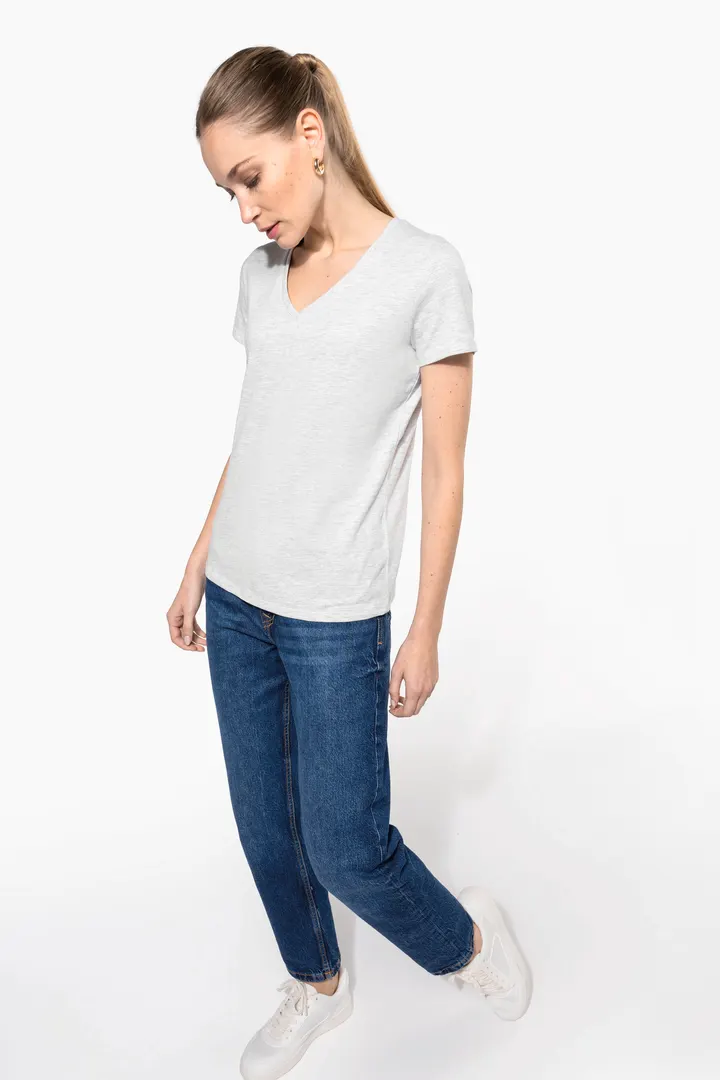 Damen-T-Shirt mit kurzen Ärmeln und V-Ausschnitt 6