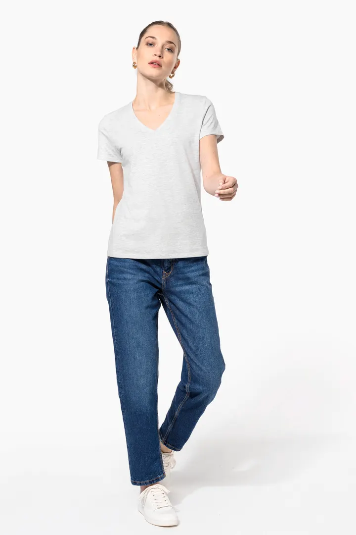 Damen-T-Shirt mit kurzen Ärmeln und V-Ausschnitt 7
