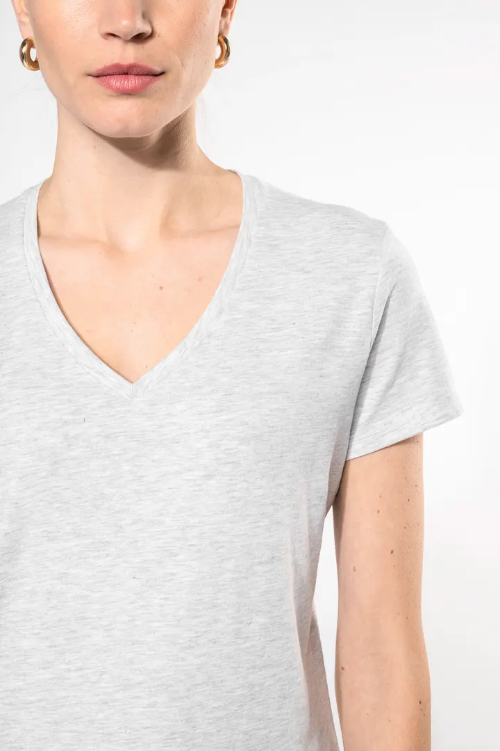 Damen-T-Shirt mit kurzen Ärmeln und V-Ausschnitt 8