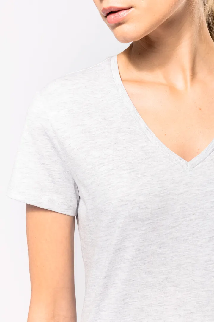 Damen-T-Shirt mit kurzen Ärmeln und V-Ausschnitt 12