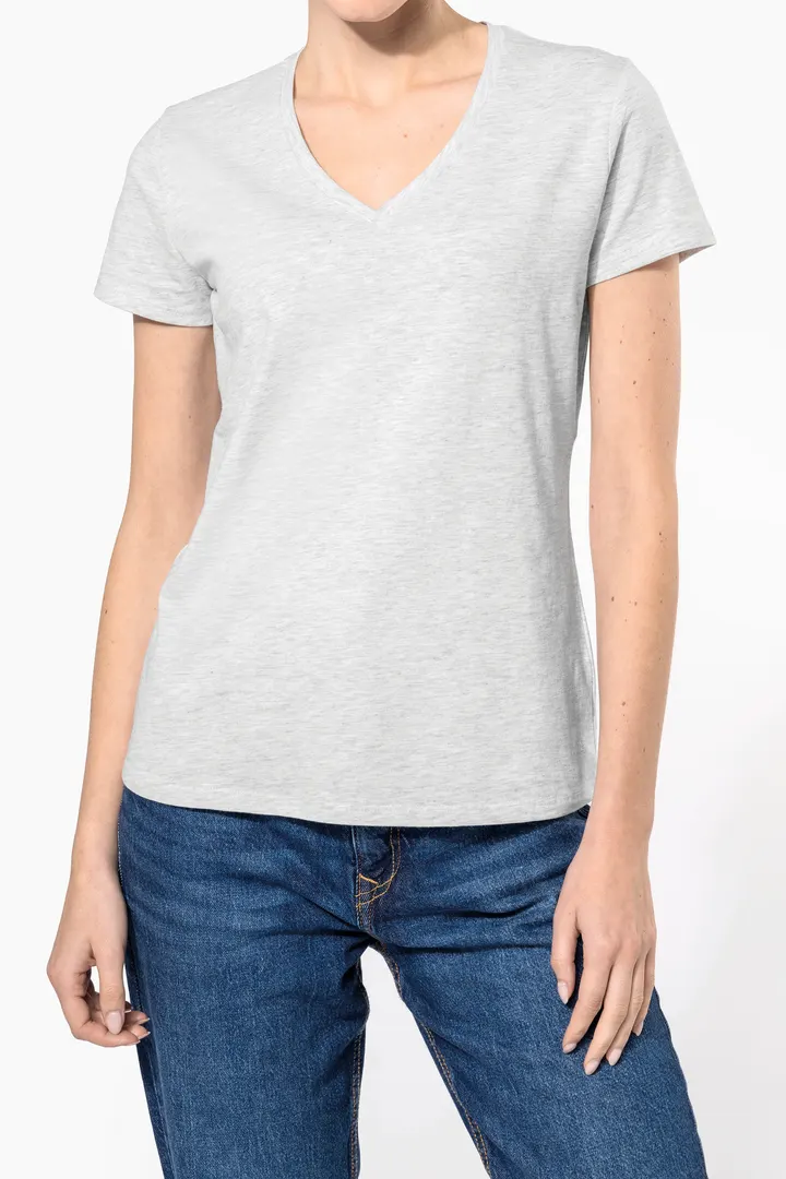 Damen-T-Shirt mit kurzen Ärmeln und V-Ausschnitt 3