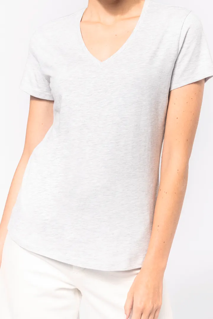 Damen-T-Shirt mit kurzen Ärmeln und V-Ausschnitt 9
