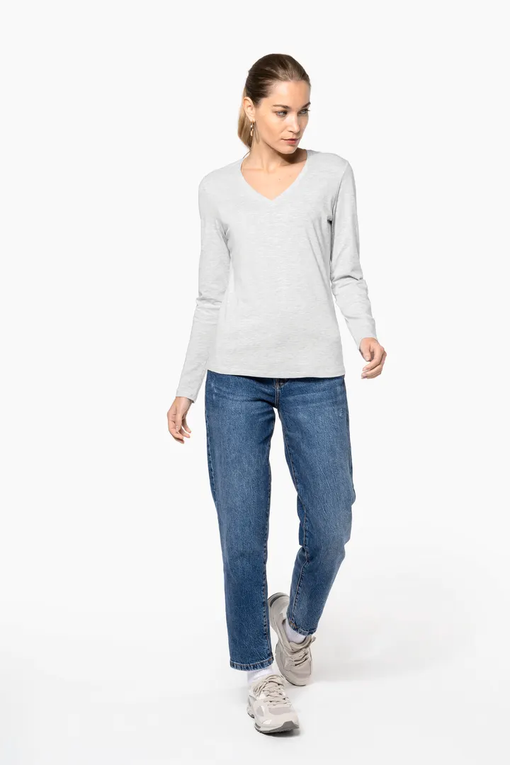 T-shirt col V manches longues femme 5