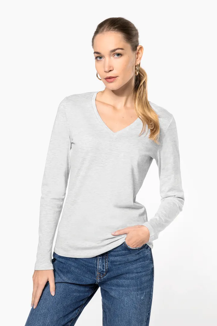 T-shirt col V manches longues femme 8